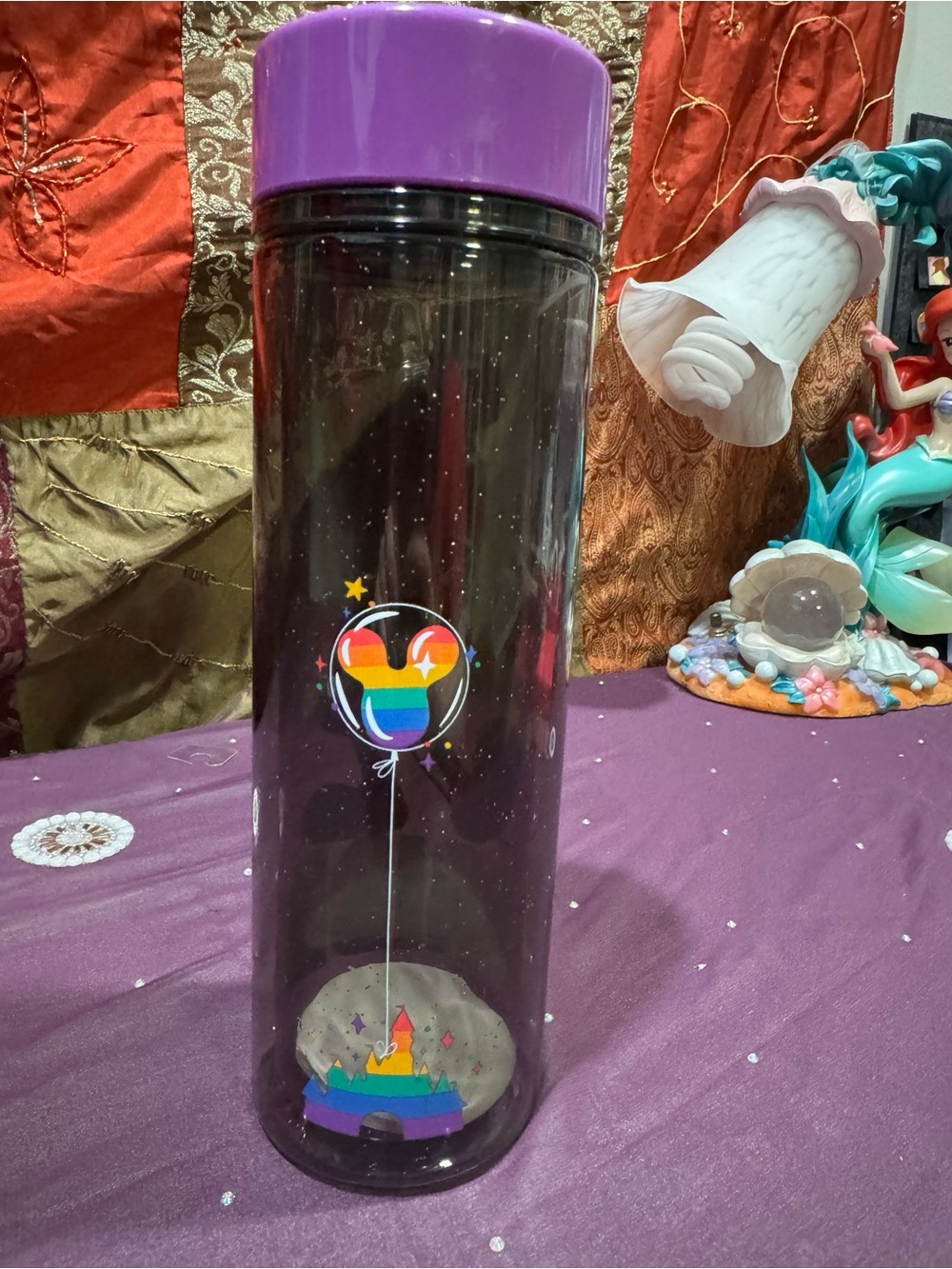 Disney Rainbow Pride Water Bottle with Purple Lid - Picture 2 of 6